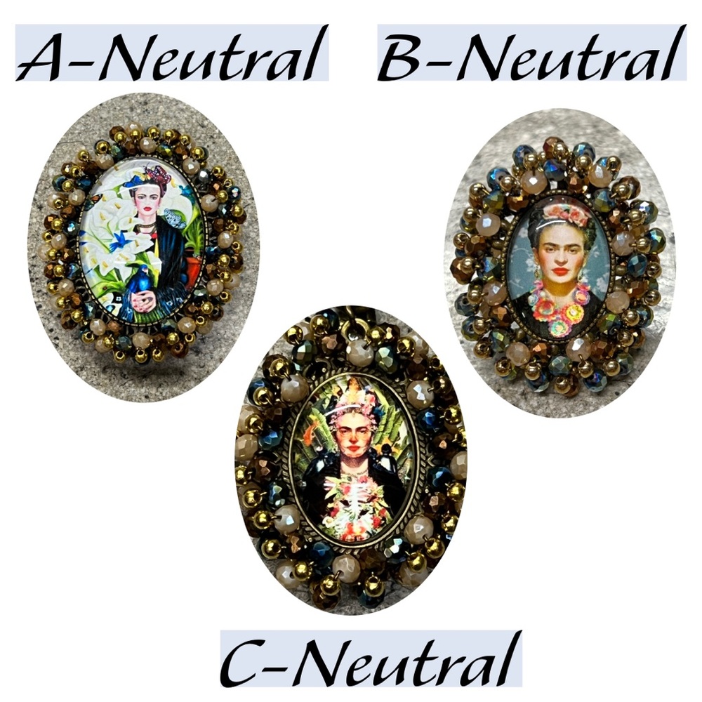 Frida Kahlo Ring In Multicolor Beads - Picture 6 of 8